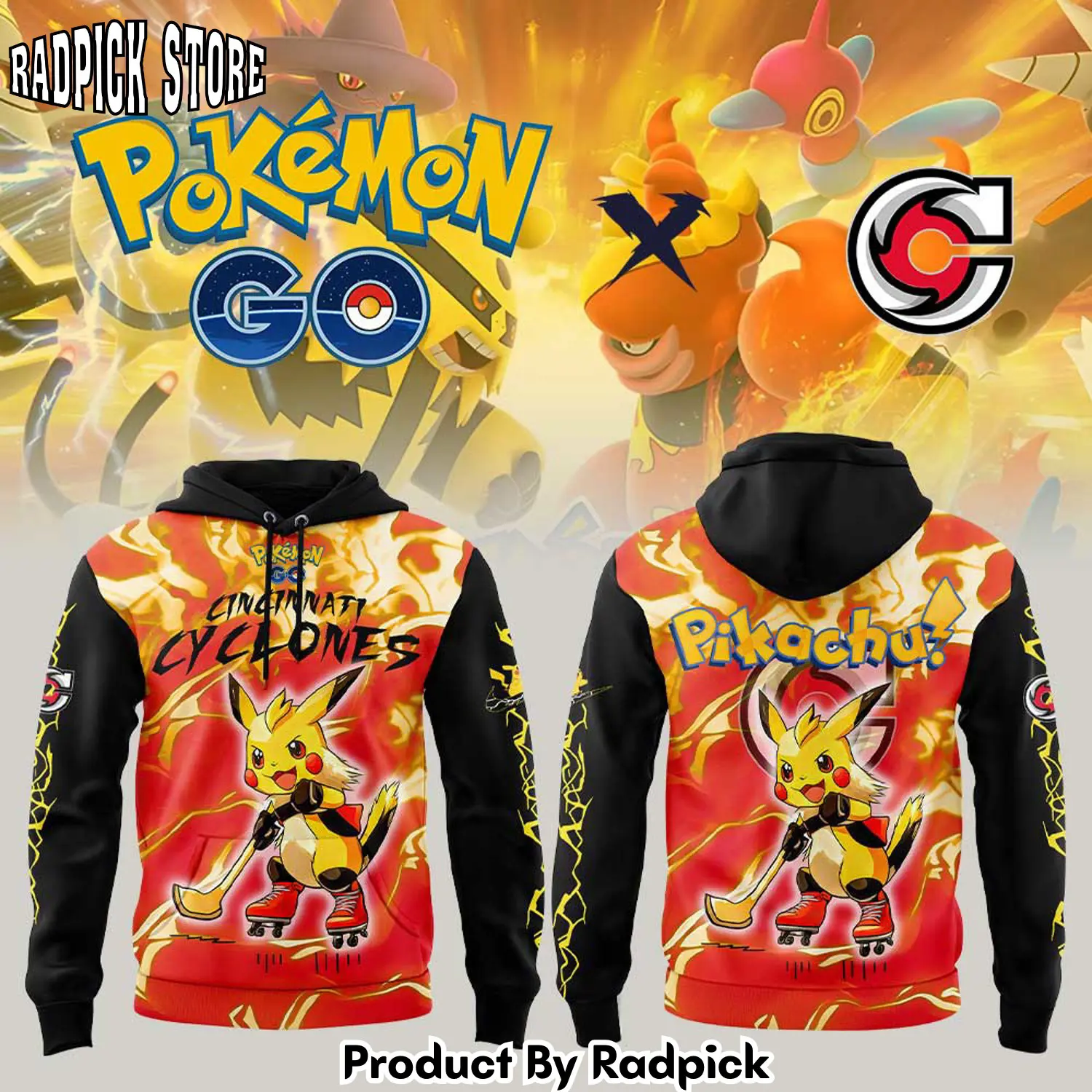 Cincinnati cyclones x pokmon go hoodie joggers hoodie and long pants set rp291861